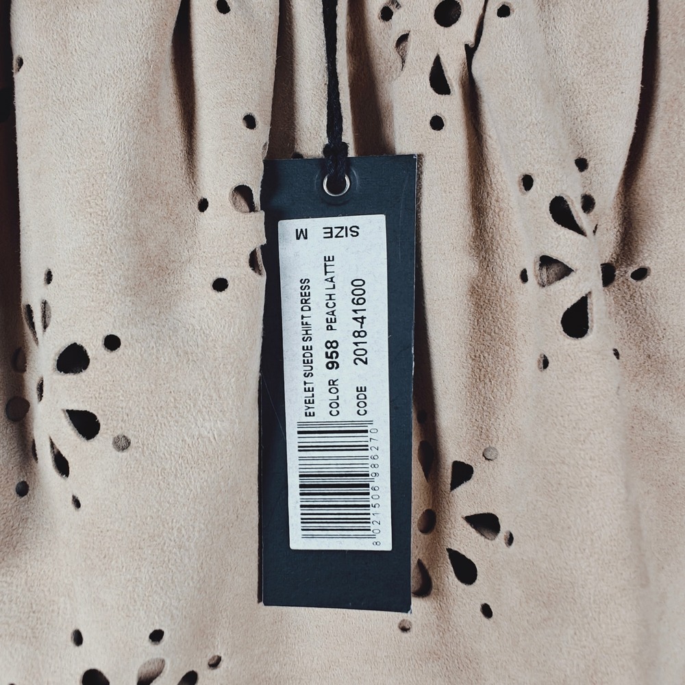 AS by DF Tan Leather Suede Off Shoulder Eyelet Ruffle Dress Tan Nude Medium READ - Picture 9 of 13